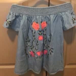 Off the shoulder denim top